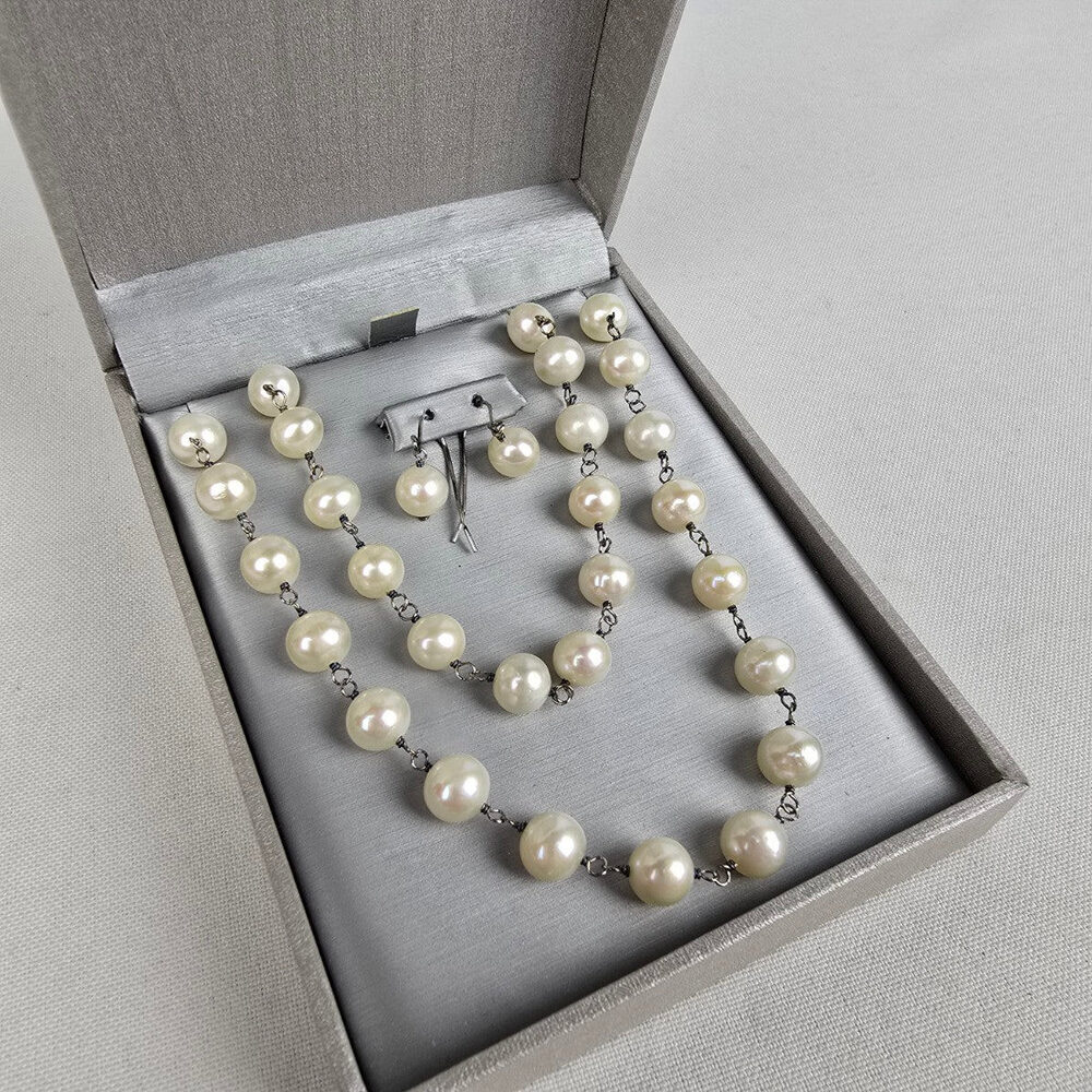 Peoples Pearl & 925 Sterling Silver Necklace Bracelet & Earring Set